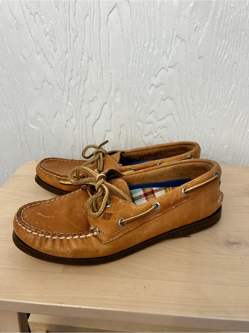 SPERRY Top Sider Boat Shoes Brown Leather Women's 7.5 Nautical Preppy Summer